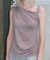 Asymmetry Side Cut Out Sleeveless [Brown]