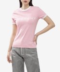 지방시(GIVENCHY) 여성 로고 링거 반소매 티셔츠 - 플라밍고 / BW70BF3YAC672