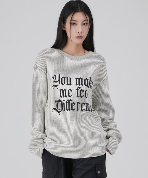 Musinsa Acover Lettering Knit Long Sleeve Light Gray