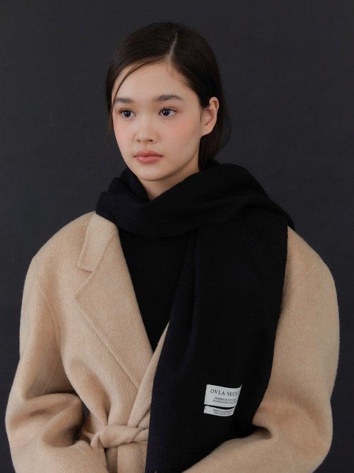 (100% Cashmere) (Gift Wrapping) Cashmere Solid Fringe Muffler_colors MF001