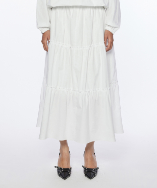 핍펫(PIPPET) Shirring Cotton Skirt (white)