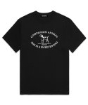 우즈(OUSE) ANIMAL LOGO 오버핏 반팔 티셔츠 (DS004) 블랙