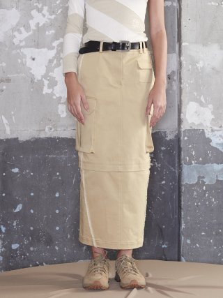 기준(KIJUN) JOEL Cargo Long Skirt Beige