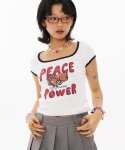 원더비지터(WONDERVISITOR) PEACE Crop T-shirt [White]