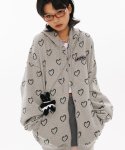 원더비지터(WONDERVISITOR) BN Heart Pattern Hood zip-up [Melange Grey]