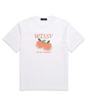 위씨(WISSY) Peach Logo 오버핏 반팔티셔츠 (WS008) 화이트