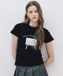 레터프롬문(LETTER FROM MOON) 리본 레터 슬림 티셔츠 ( 블랙 )