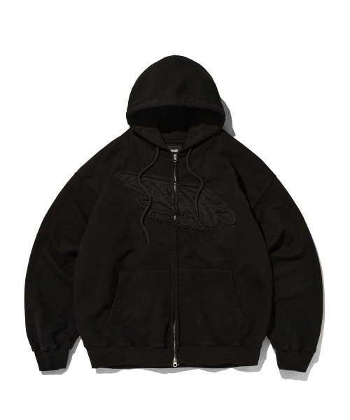 MUSINSA SUADE LOOSE SUADE HOOD ZIP UP BLACK