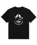 셔터(SHUTTER) TORY LOGO 오버핏 반팔 티셔츠 (SS014) 블랙