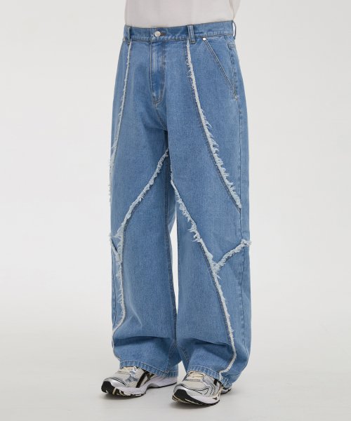 MUSINSA WAI KEI Cutting Line Denim Pants Light Blue