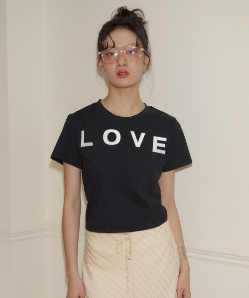 MUSINSA公式 SALON DE YOHN Love Crop T Black