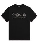 우즈(OUSE) Happy Emoticon logo 오버핏 반팔 티셔츠 (DS019) 블랙