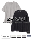 커스텀어클락(COSTUME O’CLOCK) [2PACK] 피그먼트 절개 티셔츠 2 STYLE