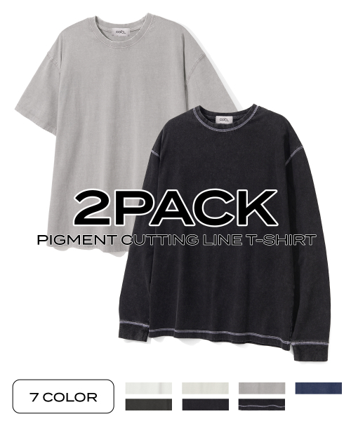 [2PACK] 피그먼트 절개 티셔츠 2 STYLE