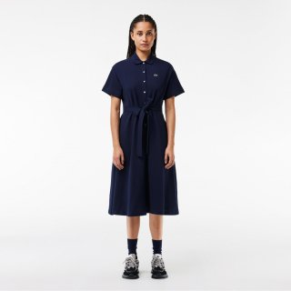 라코스테(LACOSTE) [무료반품] 여성 벨트형 반팔 폴로 드레스 [네이비]