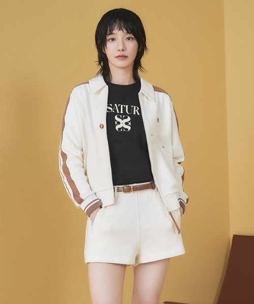 Musinsa Satur Lawton Collar Track Zip Up Jacket Resort Cream