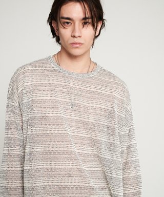 테네르 tnr Oversized Fit Mix Knit T-shirt Gray
