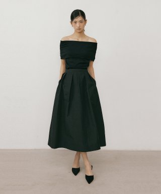 루시르주(LUCIR ZU) Padded Pleats Skirt (black)