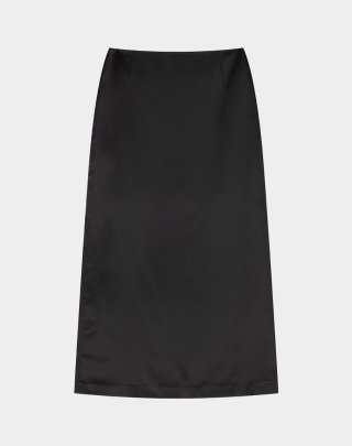 키시닝(KISYNING) Satin slit long skirt (black)