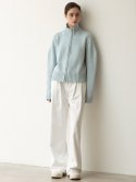 르(LE) cotton cozy two way zip-up cardigan (light blue)