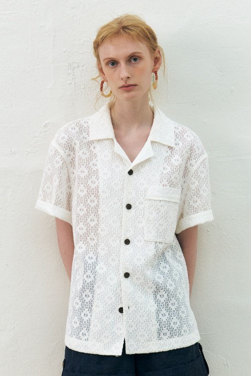 Musinsa Kum Lace Embroidered Cotton Shirt White