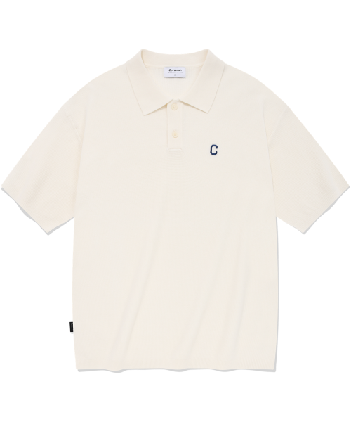 MUSINSA公式 COVERNAT C logo collar half knit ivory