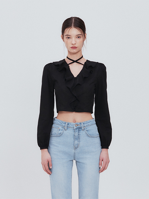 MUSINSA NOT YOUR ROSE Heather Blouse Black