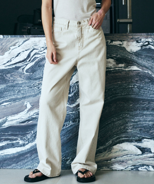 Musinsa Neev Color Pigment Dyed Denim Pants Beige