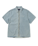 디스이즈네버댓(THISISNEVERTHAT) Washed Denim Zip S/S Shirt Washed Blue