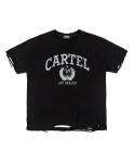선데이오프클럽(SUNDAYOFFCLUB) Cartel Hand Distressed T-shirt - Black