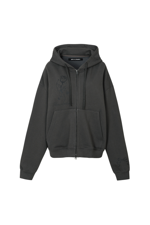 MUSINSA PAINORPLEASURE ROSE 2WAY HOOD ZIP UP Charcoal