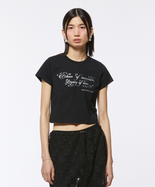 Musinsa Pippet Glitter Slogan Crop T Shirt Black