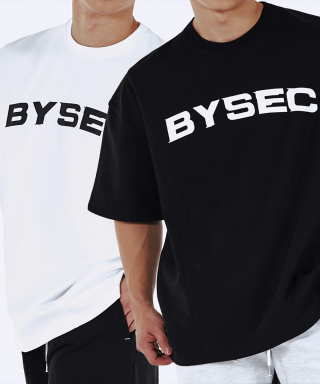 바이젝(BYSEC) [2PACK] 퍼펙트 특양면 빅로고 오버핏 반팔 티셔츠