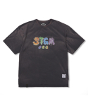 스티그마(STIGMA) Crayon STGM Vintage-Like Washed Oversized Short Sleeves T-Shirts Charcoal