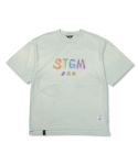 스티그마(STIGMA) Crayon STGM Vintage-Like Washed Oversized Short Sleeves T-Shirts Sky Blue