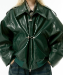 이에스씨 스튜디오(ESC STUDIO) buckle leather jacket (green)