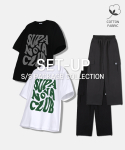 엔피스튜디오(NP STUDIO) [SET] 슈퍼 노바 클럽 티셔츠 + 나일론 스트링 와이드 팬츠 세트