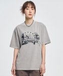 엠오오(MOO) 시티 피그먼트 반팔 티셔츠 - 그레이베이지
