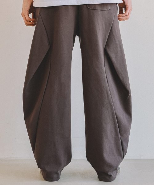 Musinsa Macasite Side Tuck Wide Balloon Sweatpants Cocoa Brown