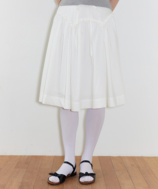 시눈(SINOON) [무료반품] Frill Midi Skirt (Cream)