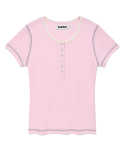 키르시(KIRSH) 스티치 포인트 슬림핏 티셔츠 [핑크]