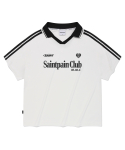 세인트페인(SAINTPAIN) SP 하트 엠블럼 로고 라인 카라 티셔츠-화이트