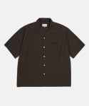 에스피오나지(ESPIONAGE) Script Logo Open Collar S/S Shirt Brown