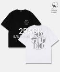 엔피스튜디오(NP STUDIO) [2PACK] 모노크롬 로고 티셔츠 2COLOR