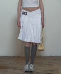 스컬프터(SCULPTOR) 143 Asymmetrical Wrap Skirt White Pinstripe