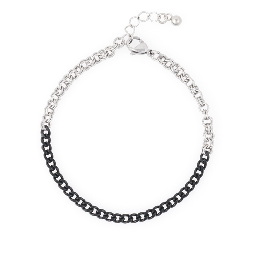 Matte Black Chain Point Surgical Steel Chain Bracelet (C2401AC1130_BK)