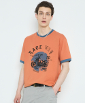 버커루(BUCKAROO) 20수 싱글 루즈핏 전판프린트 링거 티셔츠(B242TS020P) 오렌지