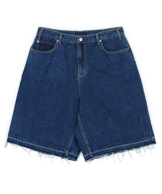 구보 Washed denim shorts, washed-blue
