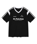 세인트페인(SAINTPAIN) SP M.M.C 스타 바시티 브이넥 티셔츠-블랙