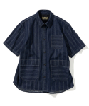 유니폼브릿지(UNIFORM BRIDGE) jacquard stripe denim s/s shirt 10.5oz indigo washed
